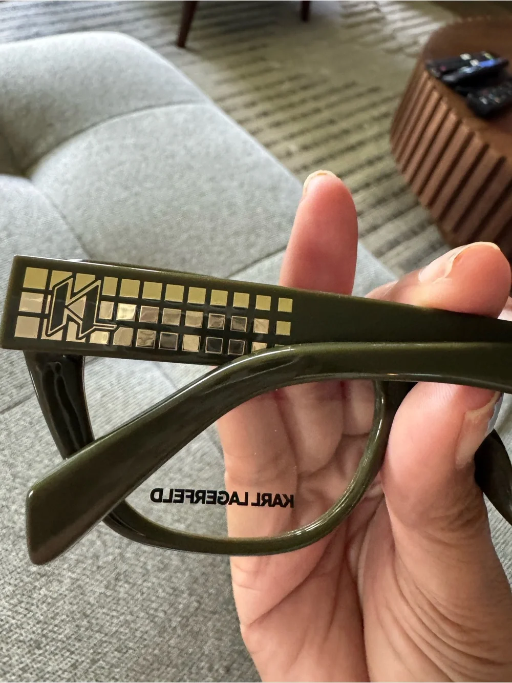 Karl Lagerfeld Olive Green Cat-Eye Glasses with Case